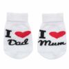 Kép 1/4 - Csecsemő pamut zokni New Baby I Love Mum and Dad fehér