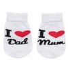 Kép 1/4 - Csecsemő pamut zokni New Baby I Love Mum and Dad fehér