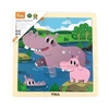 Kép 2/3 - Fa képes kirakó puzzle Viga 9 db víziló