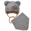 Kép 1/5 - Téli baba sapka és nyakba való kendő New Baby Teddy bear szürke