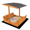 Kép 1/19 - Zárható fa homokozó padokkal és tetővel gyerekeknek Baby Mix 120x120 cm szürke
