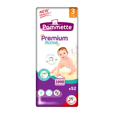 Pommette Premium Active pelenka gumisderekú (3-as) 4 - 9 kg (52 db/cs)