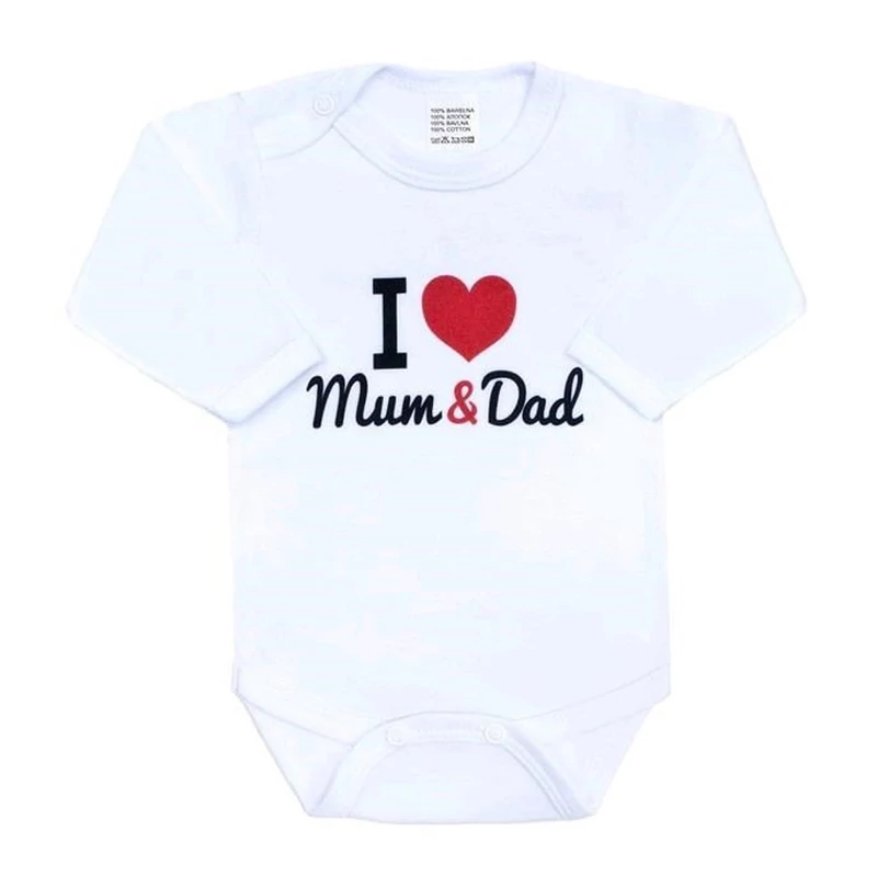 Body nyomott mintával New Baby I Love Mum and Dad