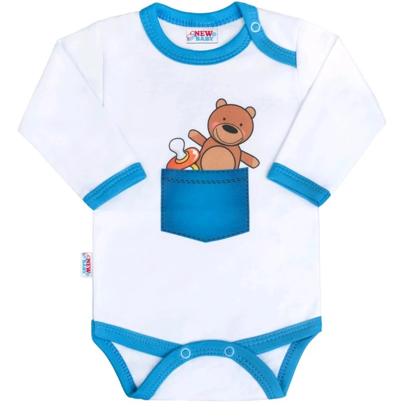 Body nyomtatott mintával New Baby Animals maci zsebben