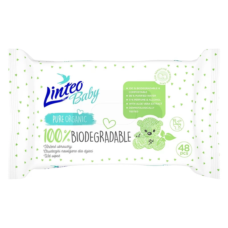 LINTEO Baby 100% biológiailag lebontható 48 db