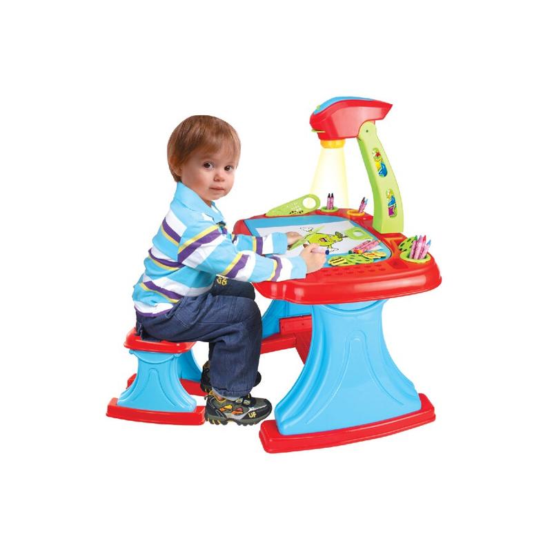 Gyermek kétoldalas tábla projektorral és székkel Baby Mix + 93 db tartalék