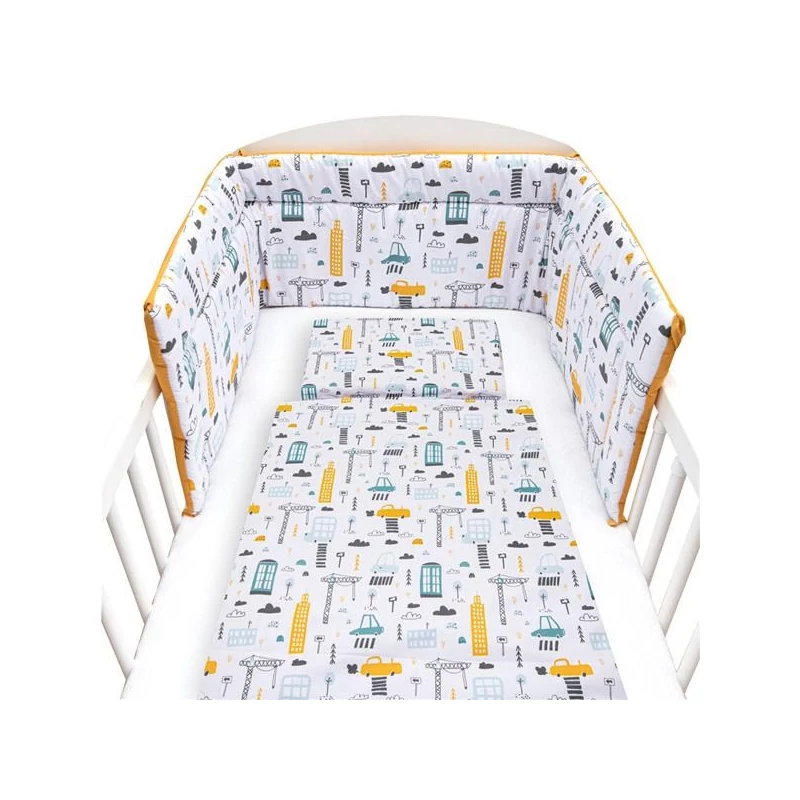 3-részes ágyneműhuzat New Baby 90/120 cm Város mustár
