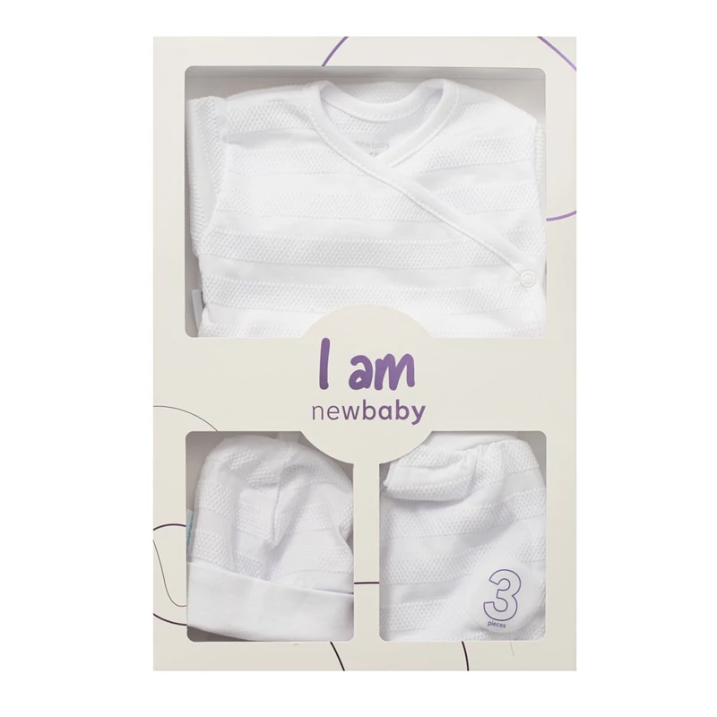 3-részes baba együttes újszülötteknek New Baby I AM fehér