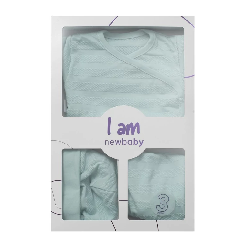 3-részes baba együttes újszülötteknek New Baby I AM kék