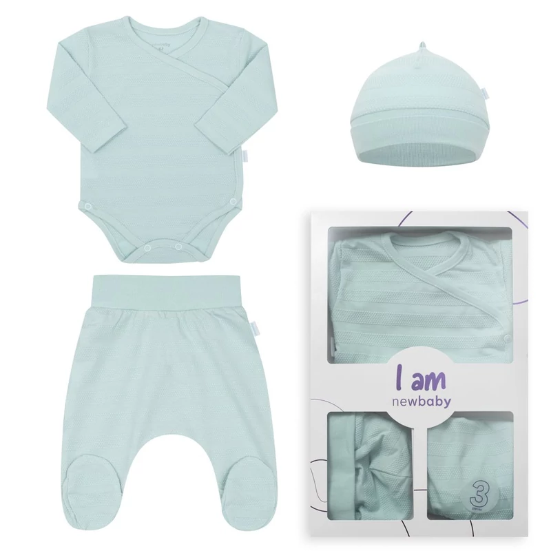 3-részes baba együttes újszülötteknek New Baby I AM kék