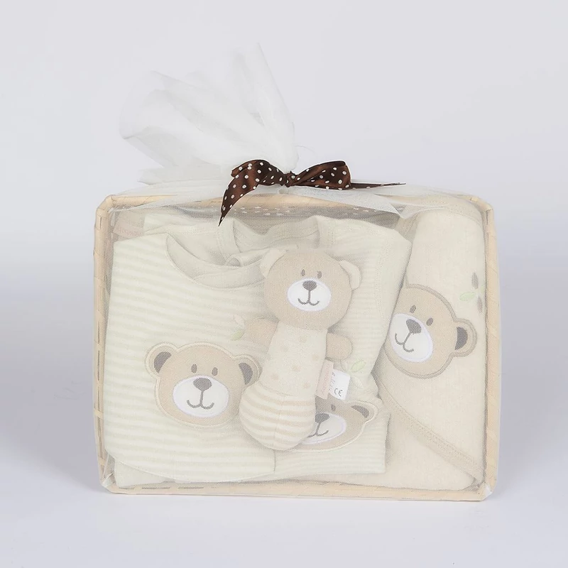 4 részes baba ajándékszett BIO pamut New Baby bézs