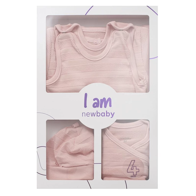 4-részes baba együttes újszülötteknek New Baby I AM rózsaszín