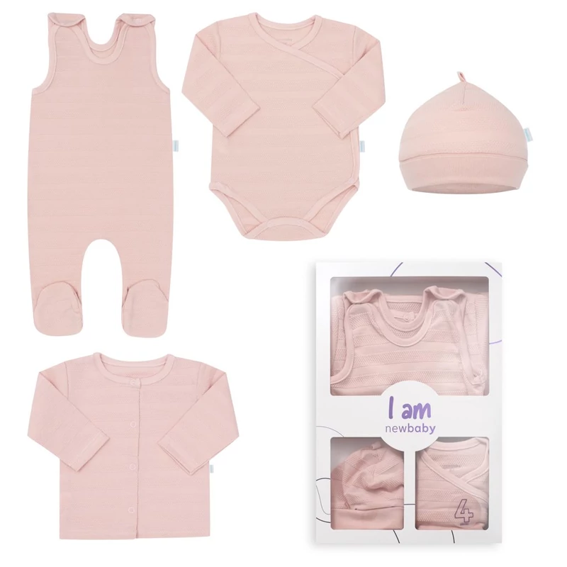 4-részes baba együttes újszülötteknek New Baby I AM rózsaszín