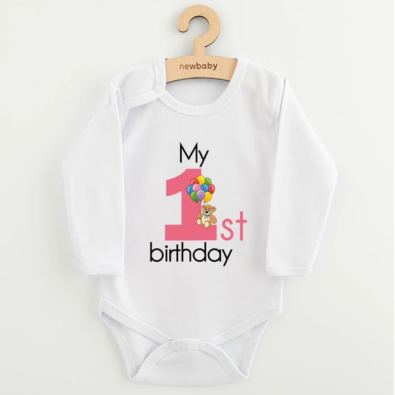 Baba body nyomtatással New Baby My first birthday pink