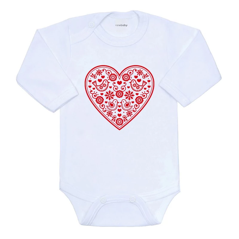 Baba body nyomtatással New Baby Népi minta piros szív