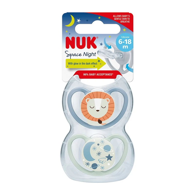 Baba cumi  NUK Space Nights 6-18h 2 db/BOX fiú