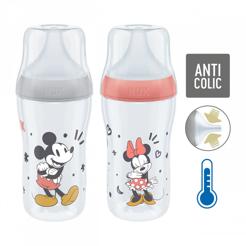 Baba cumisüveg NUK Perfect Match MICKEY Temperature Control 260 ml red