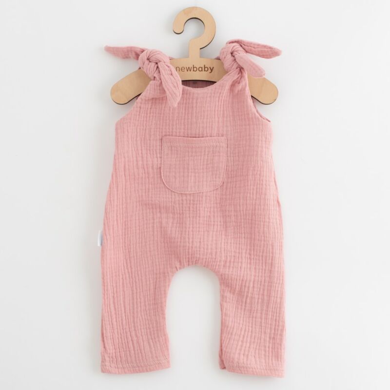 Baba muszlin kantáros nadrág New Baby Soft dress rózsaszín