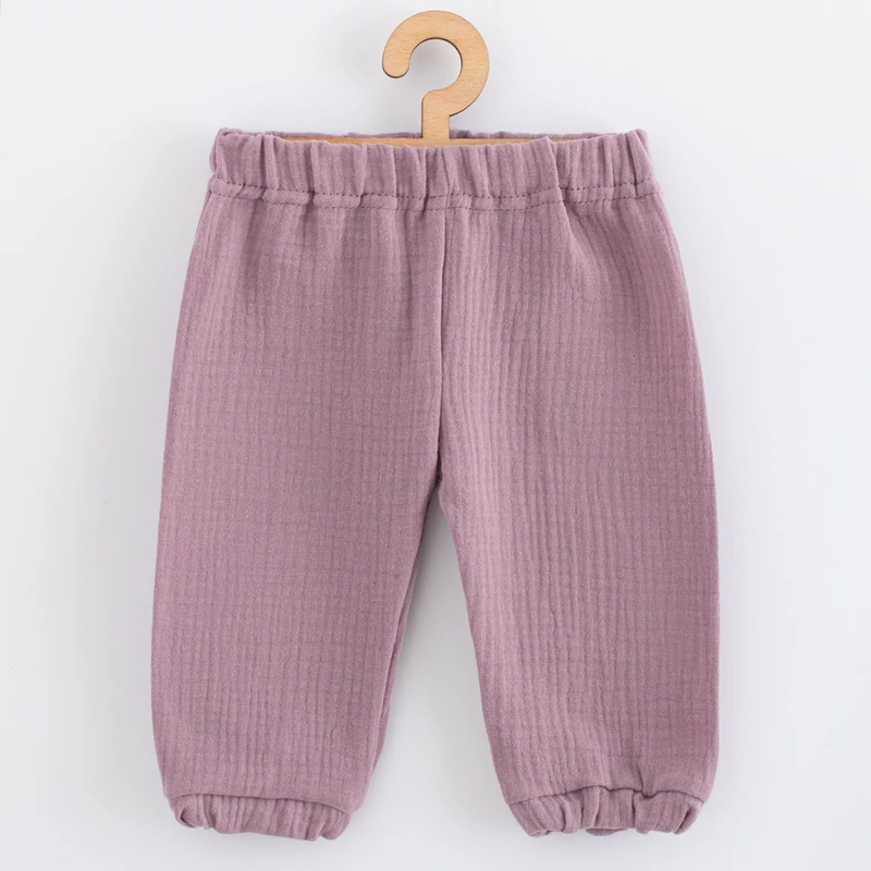 Baba muszlin szett póló és nadrág New Baby lavender
