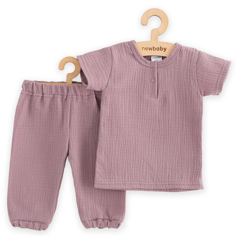 Baba muszlin szett póló és nadrág New Baby lavender