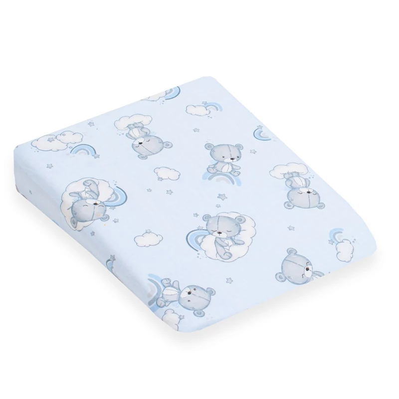 Baba párna huzat - ék alakú New Baby BASIC fehér 30x37 cm bear blue