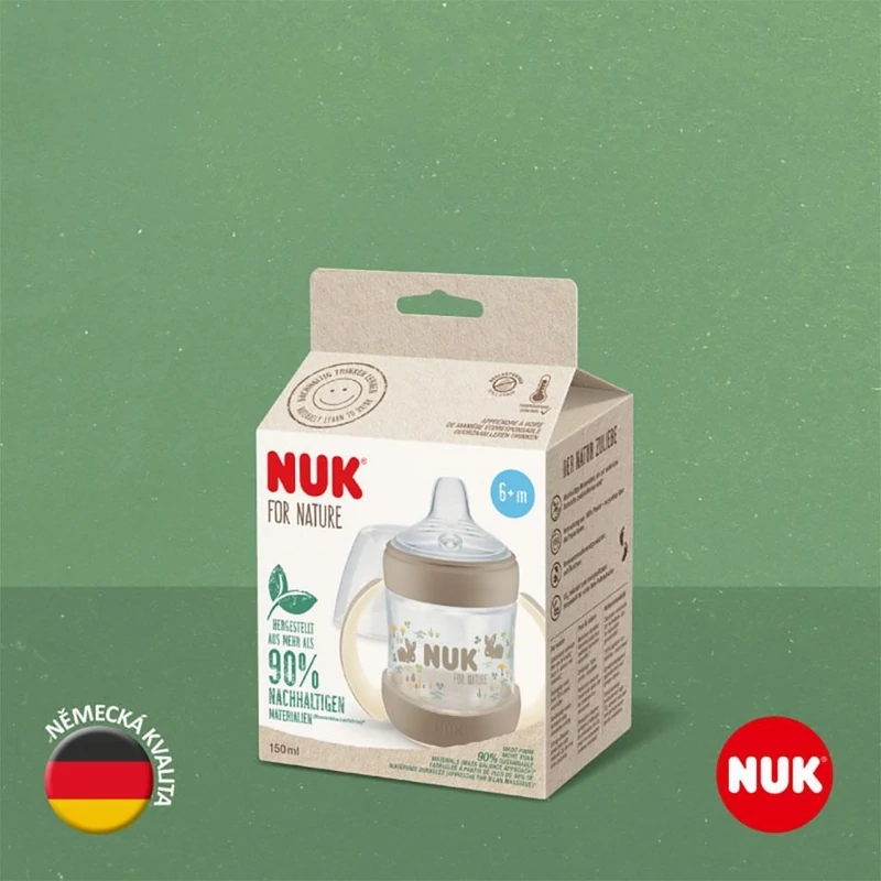 Baba tanuló itatópohár NUK for Nature hőmérséklet-jelzővel 6-18h barna