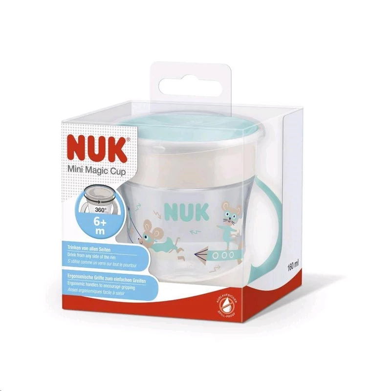 Bájos itató pohár Mini Magic NUK 360° fedéllel világoskék
