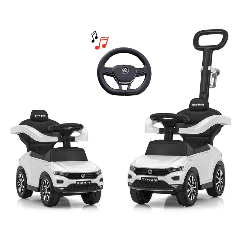 Bébitaxi tolókarral VOLKSWAGEN T-ROC Milly Mally fehér (a csomagolás sérült)