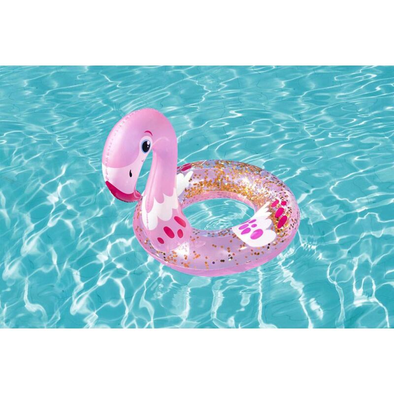 Bestway felfújható gyerek úszógumi csillámokkal 61x61 cm Flamingó