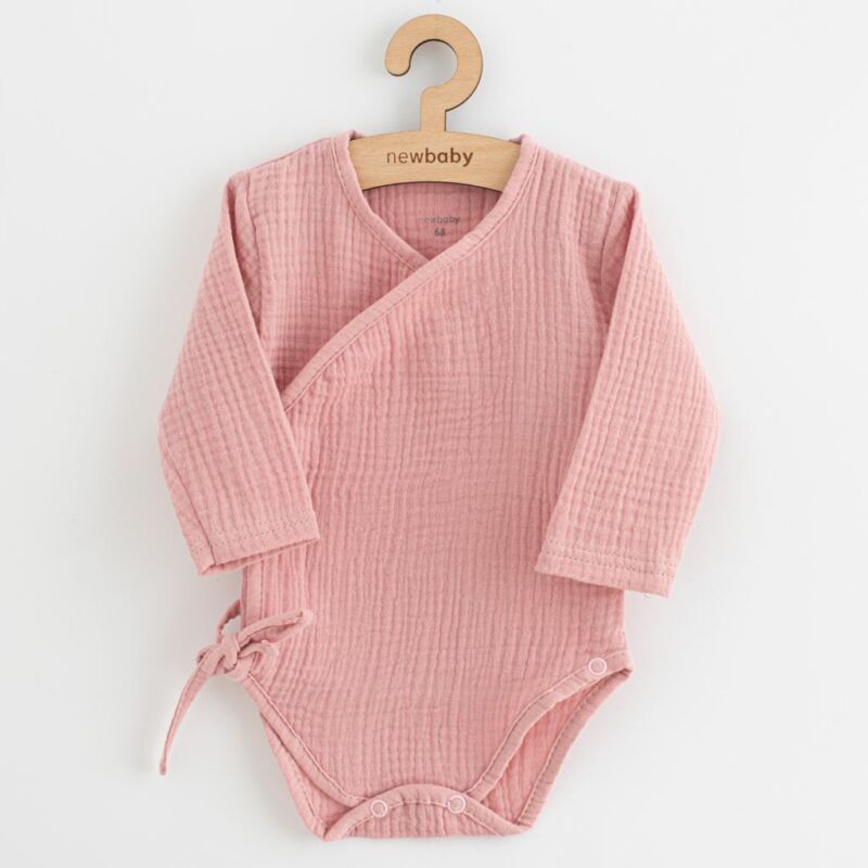 Csecsemő muslin patentos body New Baby Soft dress rózsaszín