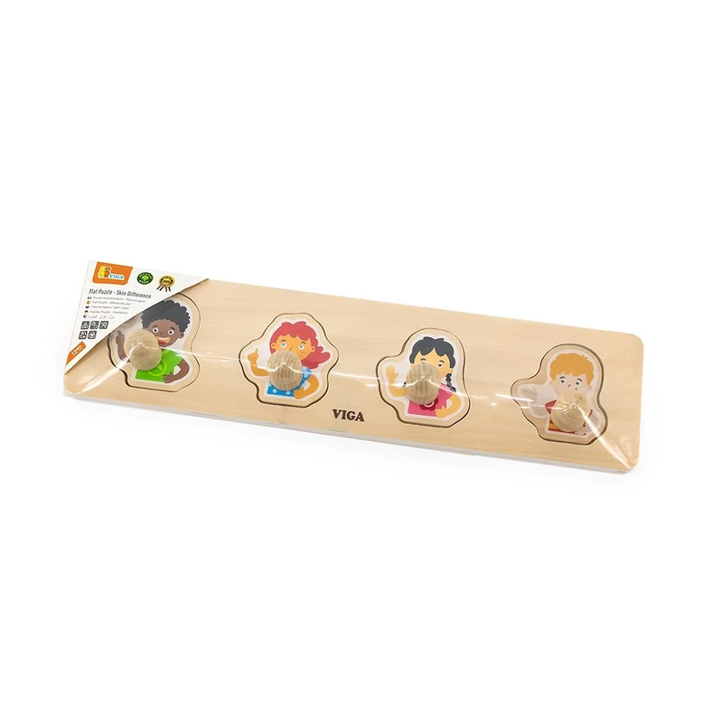 Fa fogantyús formaberakó puzzle Viga Bőrszínek