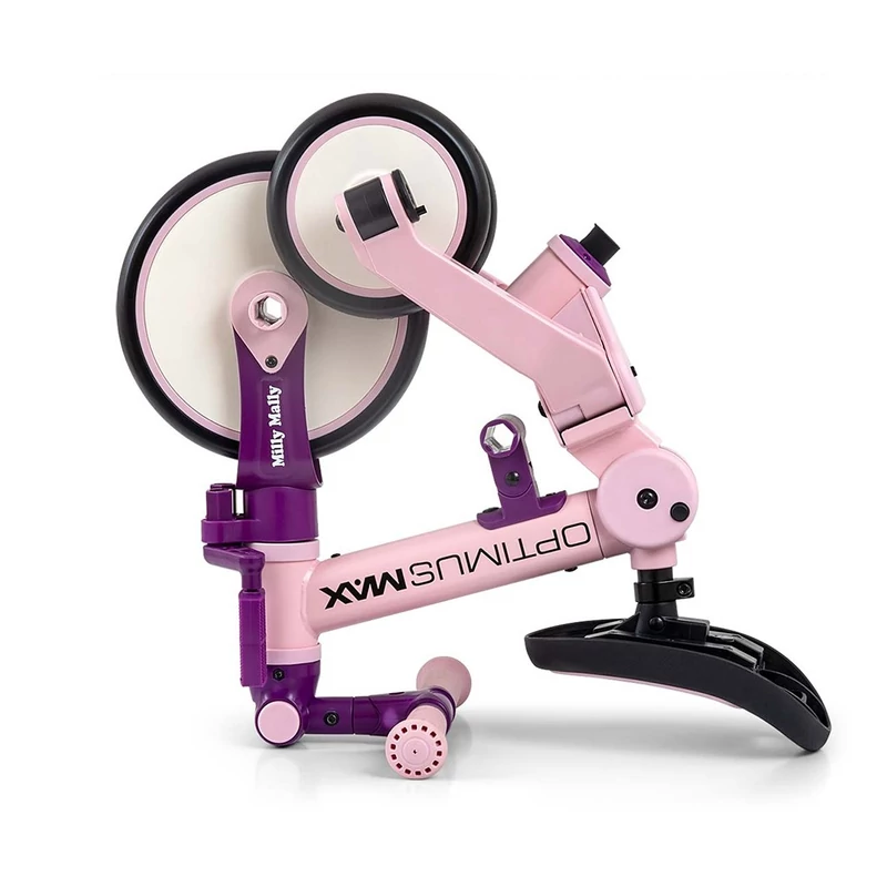 Gyerek háromkerekű bicikli 5az1-ben Milly Mally Optimus Max tolókarral pink