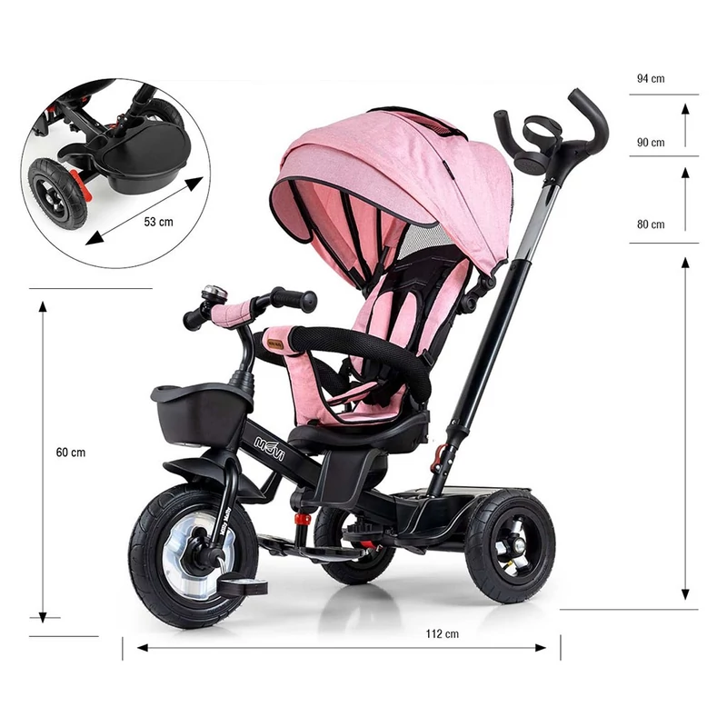 Gyerek háromkerekű bicikli Milly Mally Movi black-pink