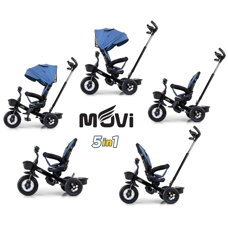 Gyerek háromkerekű bicikli Milly Mally Movi denim