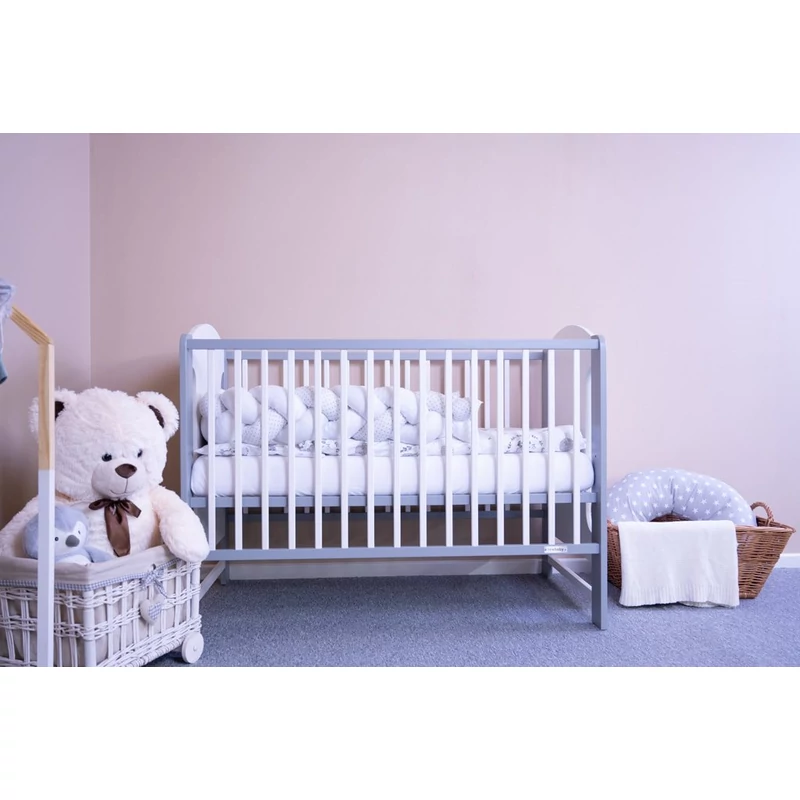 Gyerek kiságy New Baby ELSA standard fehér-szürke