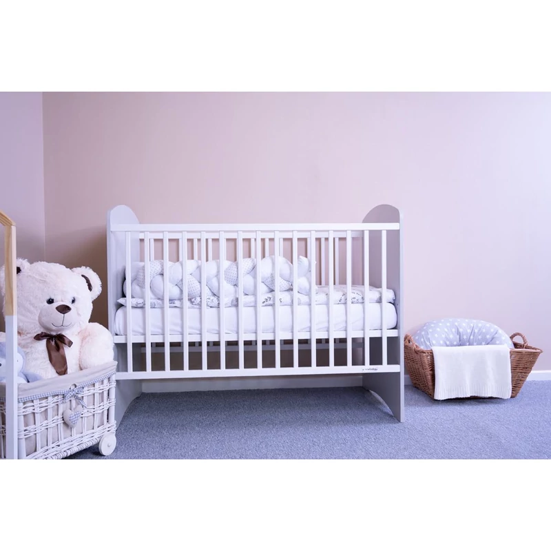 Gyerek kiságy New Baby LEO standard fehér-szürke