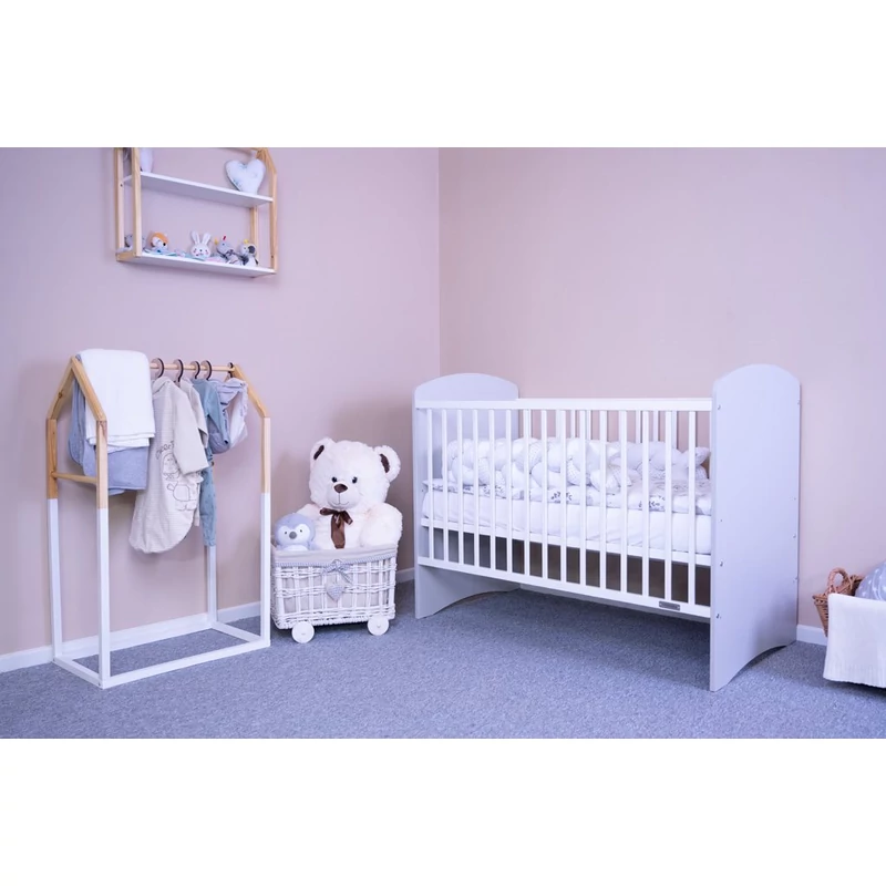 Gyerek kiságy New Baby LEO standard fehér-szürke