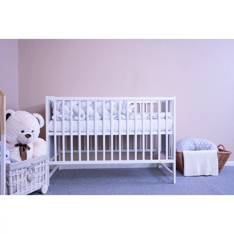 Gyerek kiságy New Baby POLLY standard fehér-szürke
