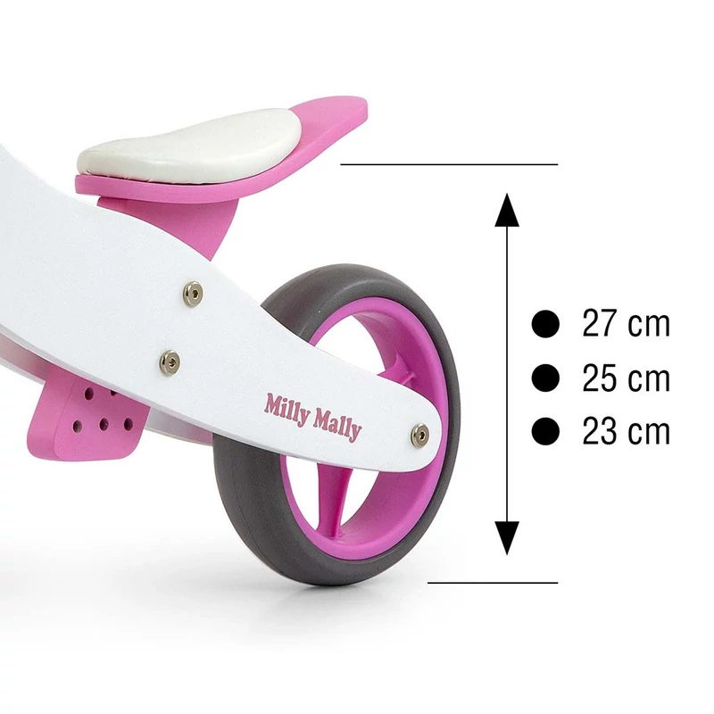 Gyerek multifunkciós fa futóbicikli Milly Mally Jake Classic Pink