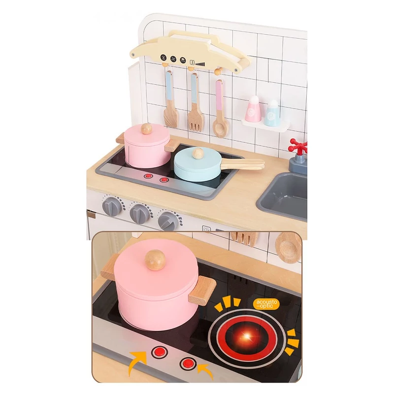 Gyerekeknek készült fa konyha kiegészítőkkel Montessori Baby Mix fehér