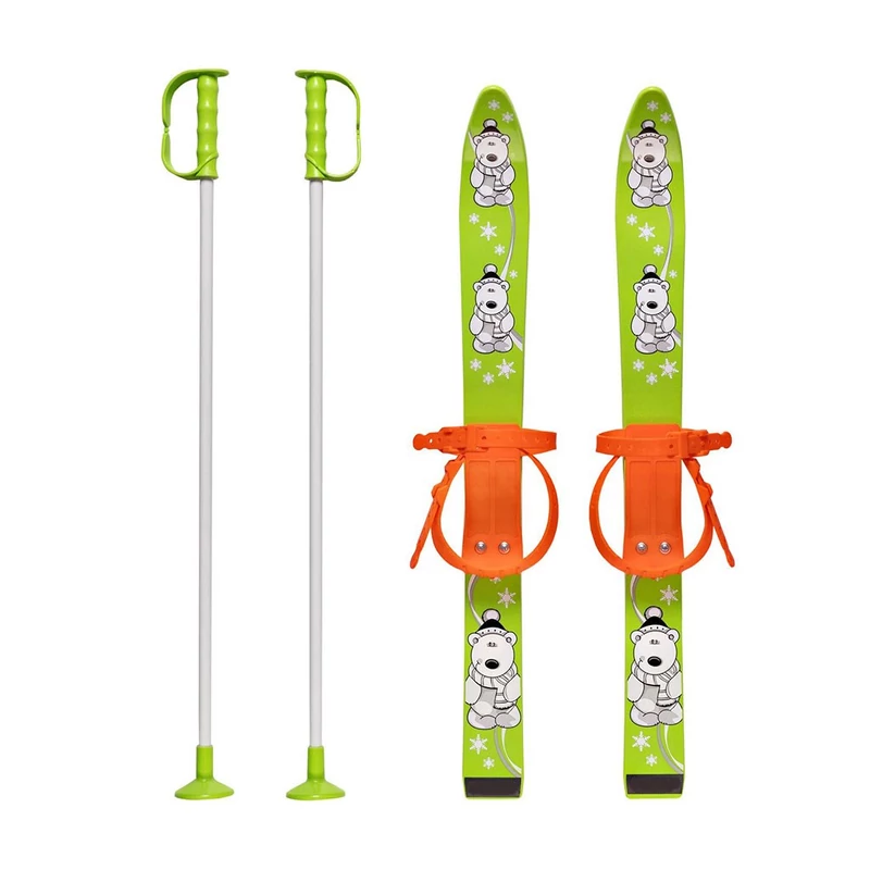 Gyermek sílécek kötéssel és botokkal Baby Mix 70 cm zöld