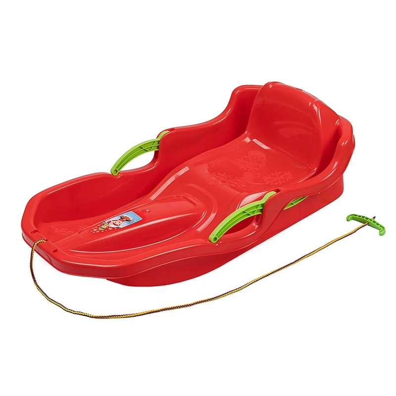 Műanyag lapos szánkó háttámlával és fékekkel Baby Mix SPEED BOB piros