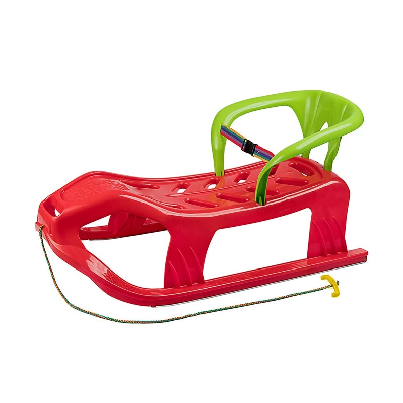 Műanyag szánkó háttámlával Baby Mix SNOW STAR piros