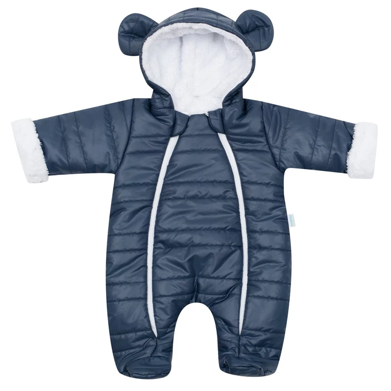 Téli kezeslábas kapucnival és fülekkel New Baby Pumi blue