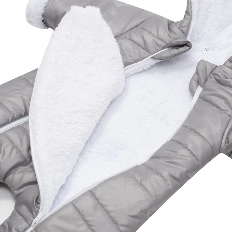 Téli kezeslábas kapucnival és fülekkel New Baby Pumi grey