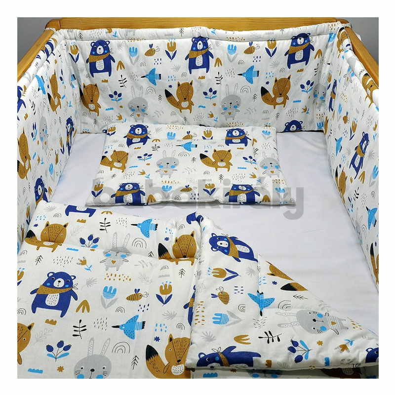 Babakirály Gyermek ágynemű szett Bébi méret, Erdei állatok, kék 75 * 100 cm (3 db/sz)