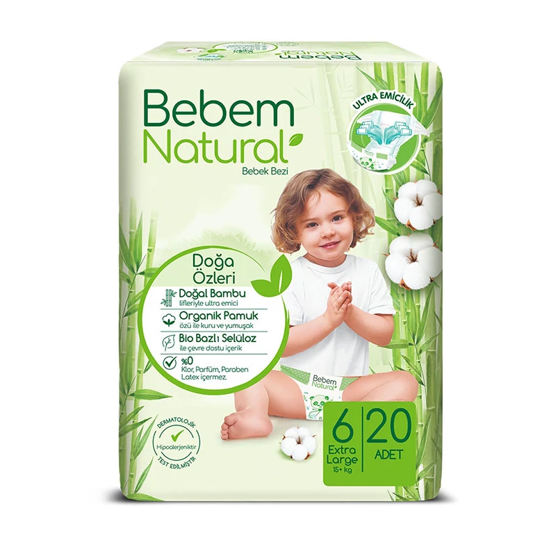 Bebem Natural pelenka (6-os) 15+ kg (20 db/cs)