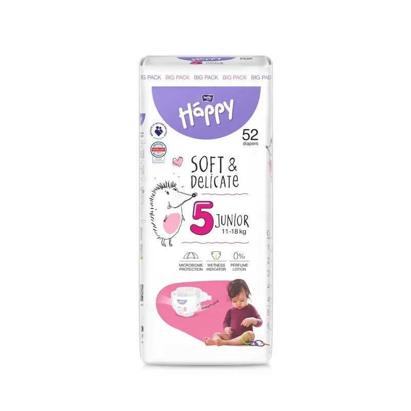 Bella Happy pelenka Soft & Delicate (5-ös) 12 - 25 kg (52 db/cs)
